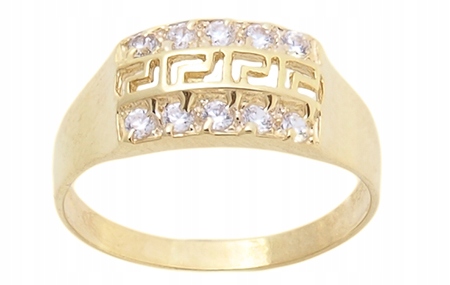 141 ZLATÝ PRSTEŇ S GRÉCKYM MODELOM ZIRCONIA 585