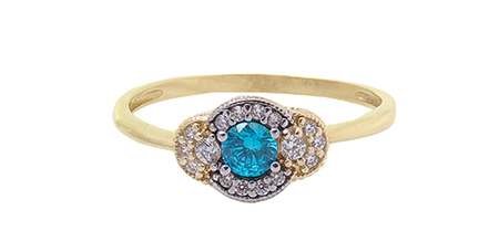 1494 ZLATÝ PRSTEŇ TOPAZ MODRÝ PR 585
