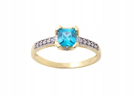 1495 ZLATÝ PRSTEŇ TOPAZ MODRÝ PR 585