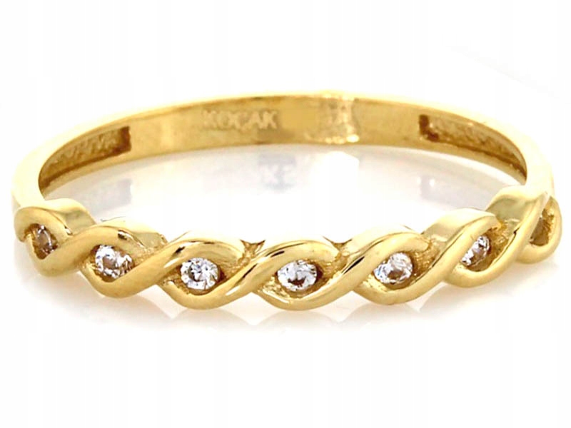 16r ZLATÝ PÁSOVANÝ PRSTEN 585 SO ZIRKÓNIOU