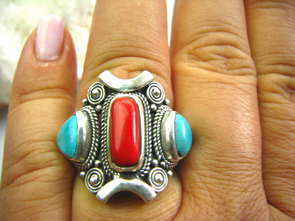 Signatúra 1765 Orient Ring tyrkysová koralová strieborná 9