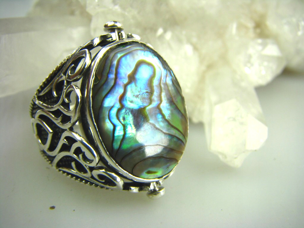 1880 Obojstranný prsteň 2v1 ONYX Shell strieborný