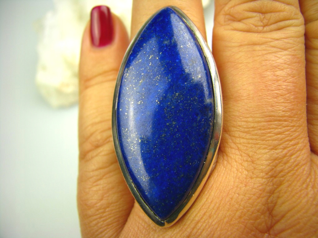 1975 Klasický dlhý prsteň Lapis Lazuli Silver