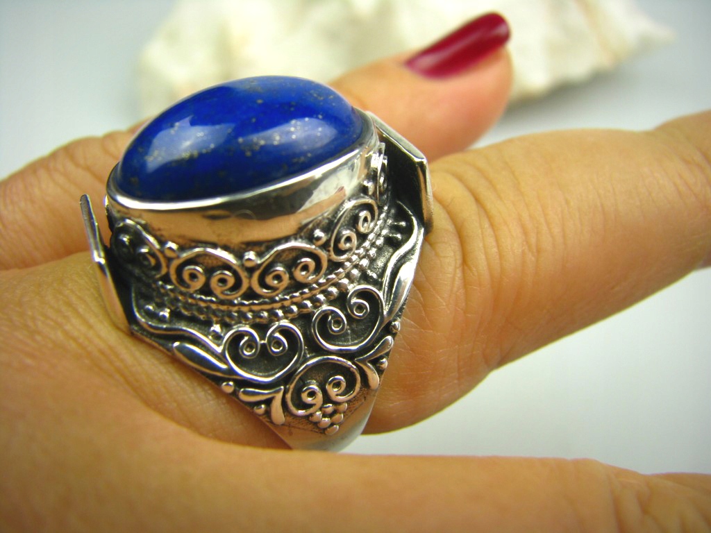 1991 exotický veľký prsteň Lapis Lazuli Silver