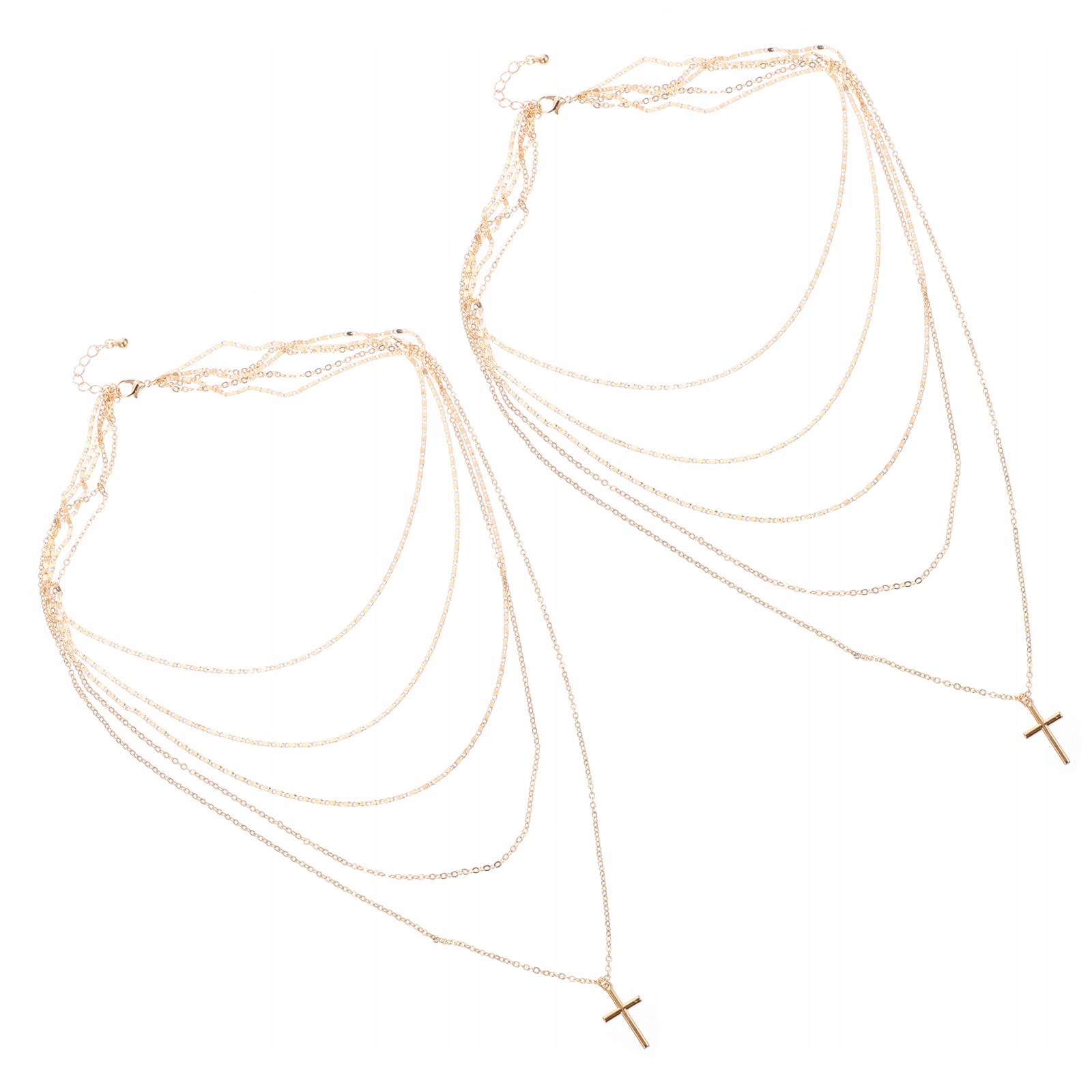 2 kusy Multi -Loyered Choker Cross náhrdelníkov