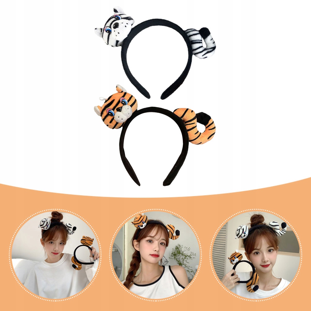 2 kusy Tiger Doll Hair Hoops Nový rok večierok