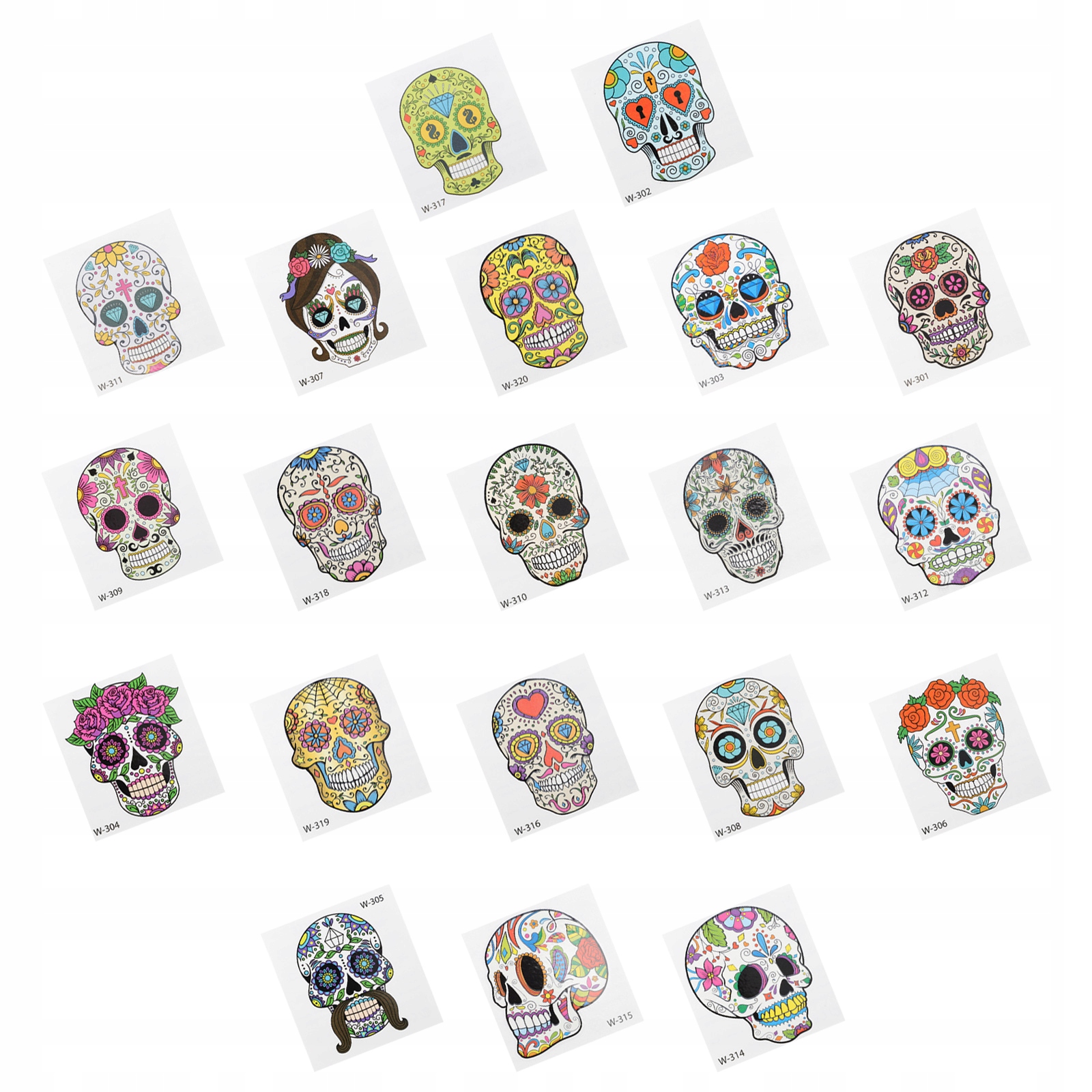Tetovačky - 20 kusov Halloween tetovania punk teroristické nálepky