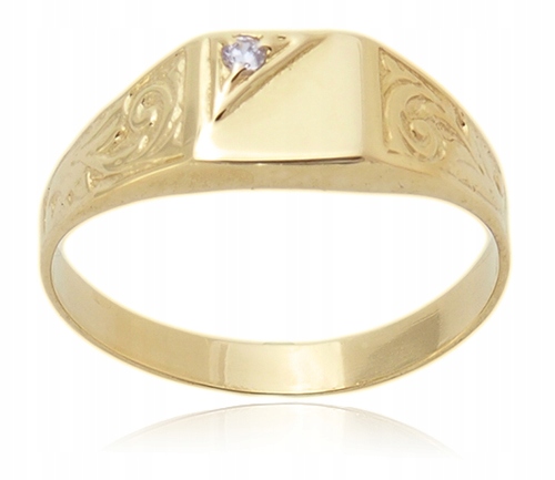 214 ZLATÝ SIGNÁL S OKRESOM ZIRKÓNIA ORNAMENT 585