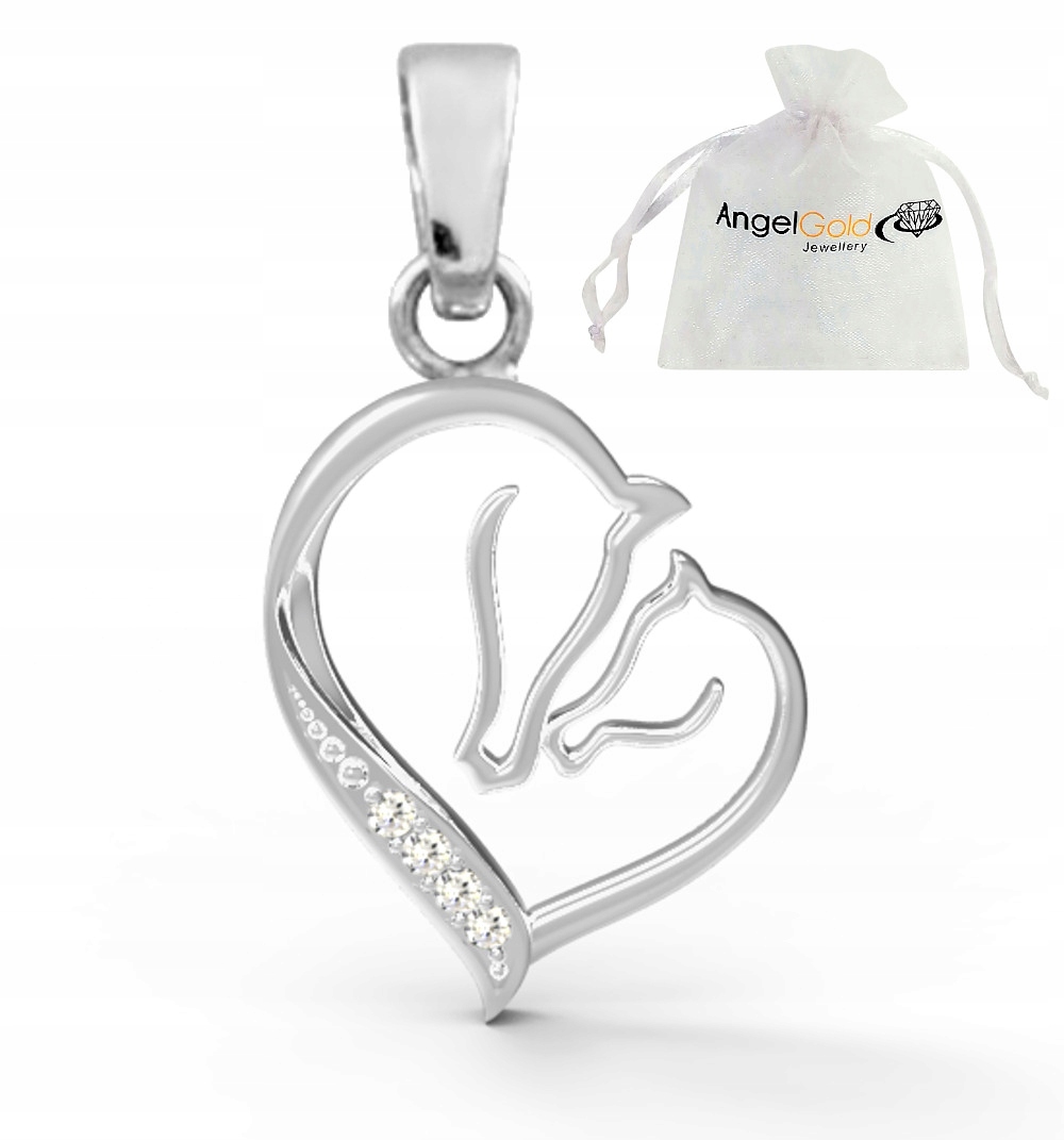 268 Pendant Heart Horse dva kone strieborné 925 koní