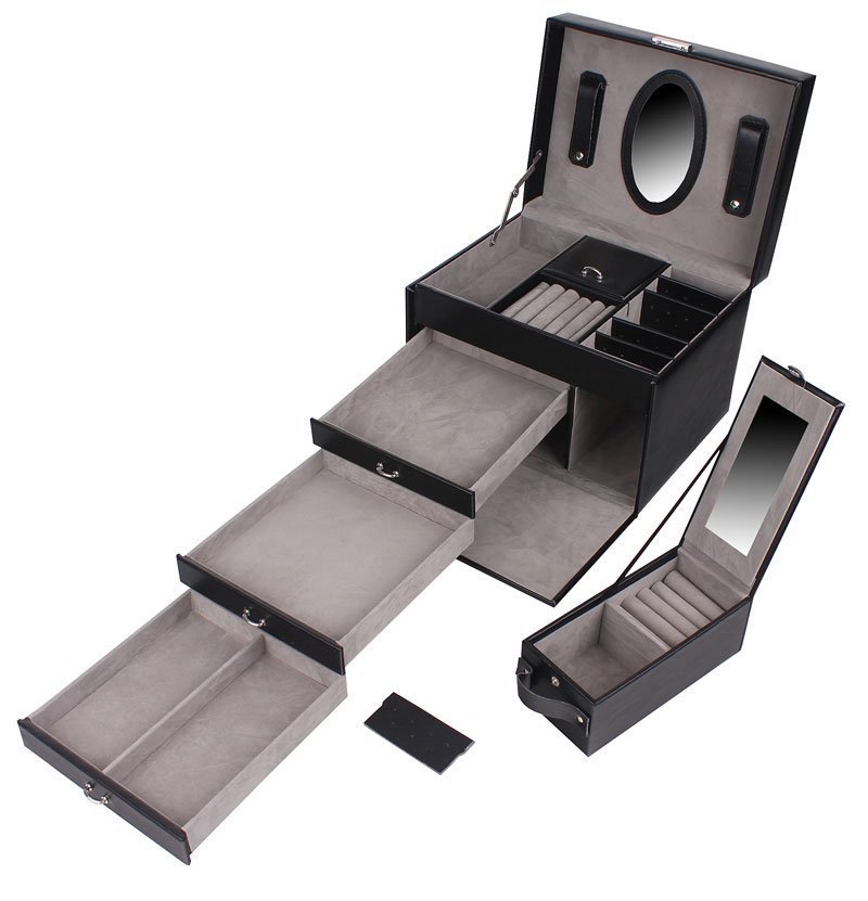 27cm CASE JEWELRY box čierna koža