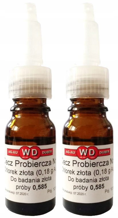 2x testovacia kvapalina 10ml ZLATÝ CHLORID 0,18g Au