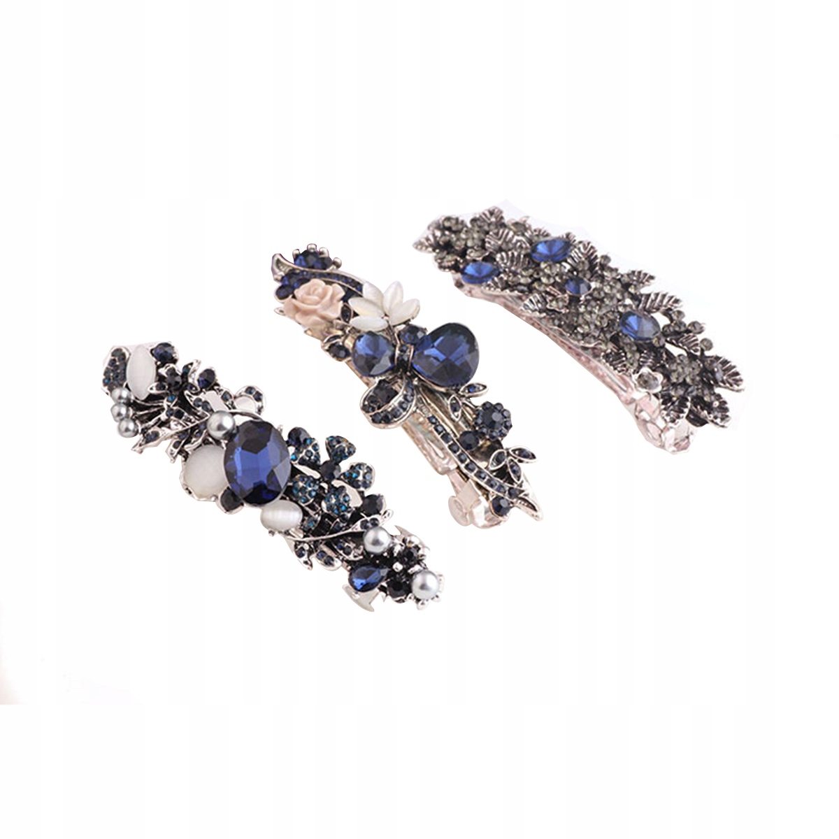 3 kusy Crystal Barrette Francúzske kamienky