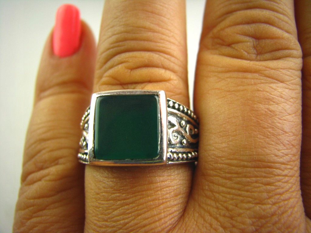3073 EtNo Ring Unisex Sygnet Helenit Silver 9