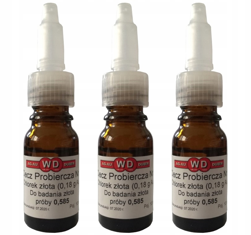3x ZLATÝ CHLORID 0,18 g Au Test kvapalina 10ml