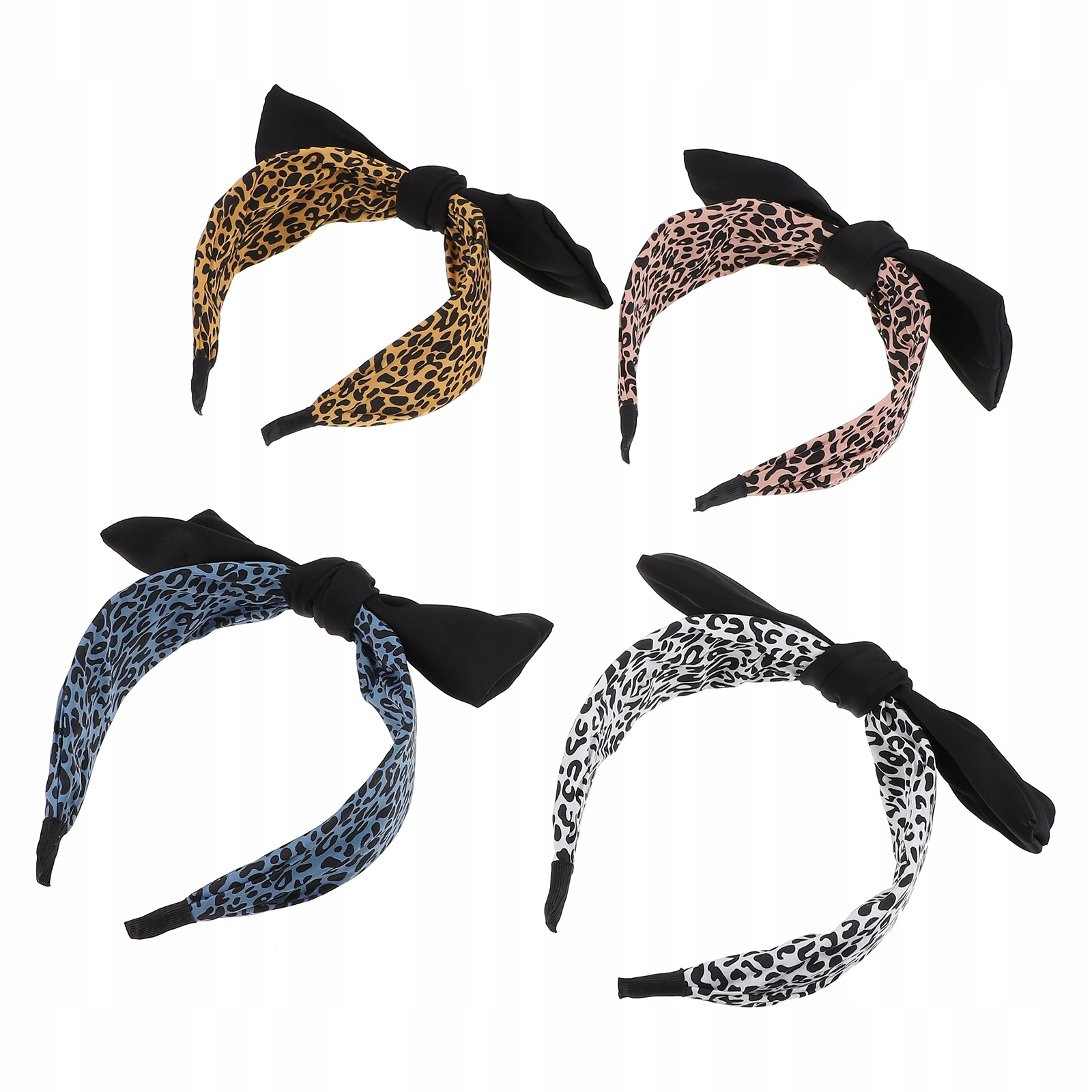 4 kusy Bowknot Leopard vytlačené čelenky