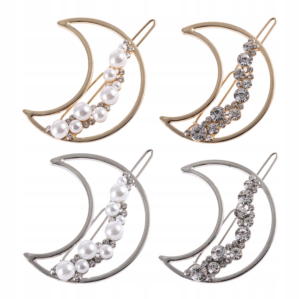 4 Dutiny Moon Hair Barrettes Pearl