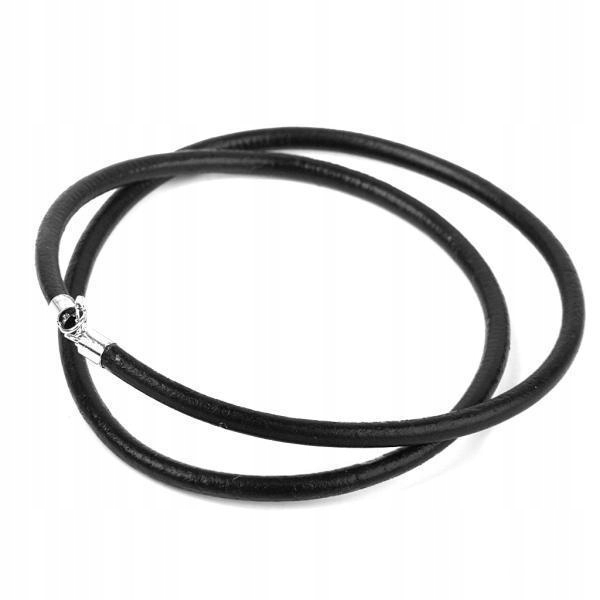 4x3mm čierna kožená šnúra / strieborný náhrdelník