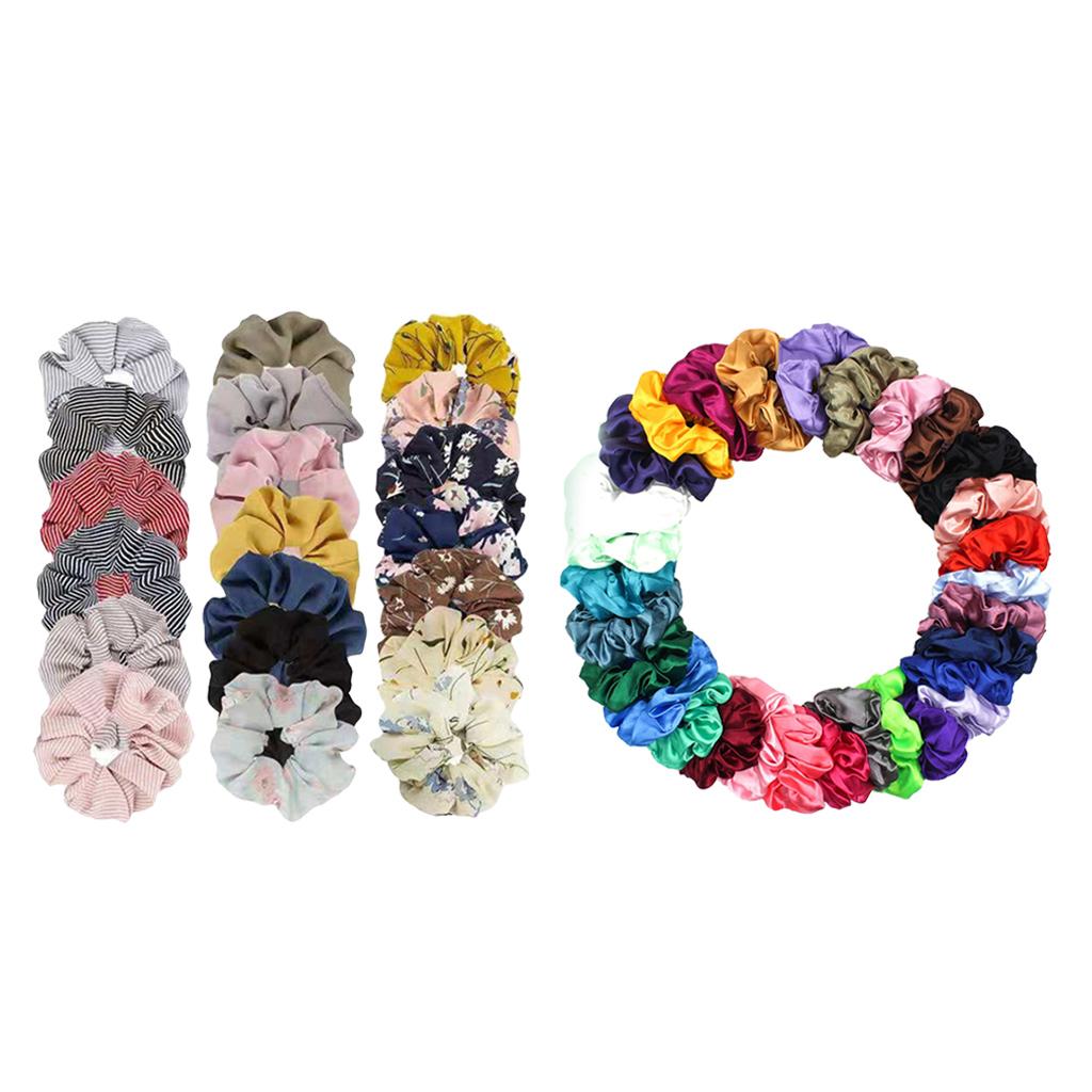 50 scrunchies flexibilné kravaty mäkká rukoväť