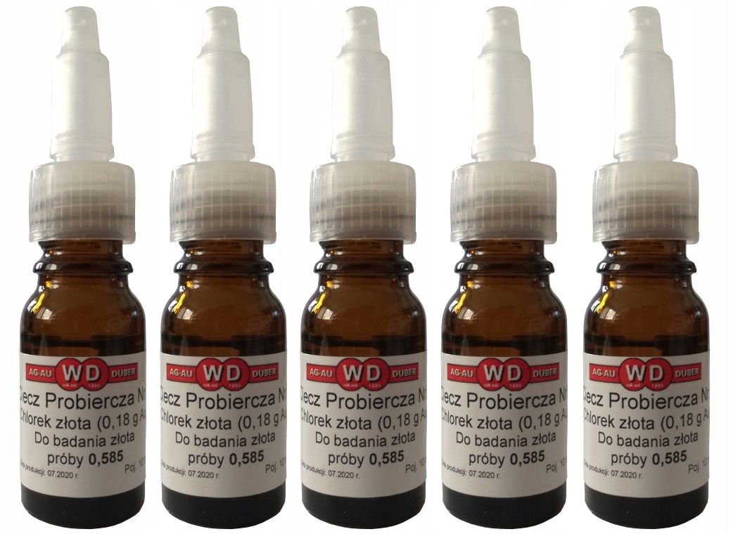 5x ZLATÝ CHLORID 0,18g Au Testovacia kvapalina 10ml