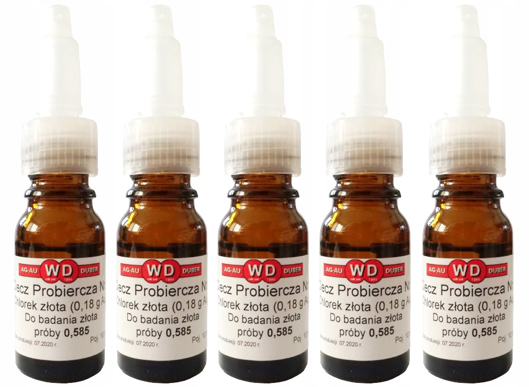 5x testovacia kvapalina 10ml ZLATÝ CHLORID 0,18g Au