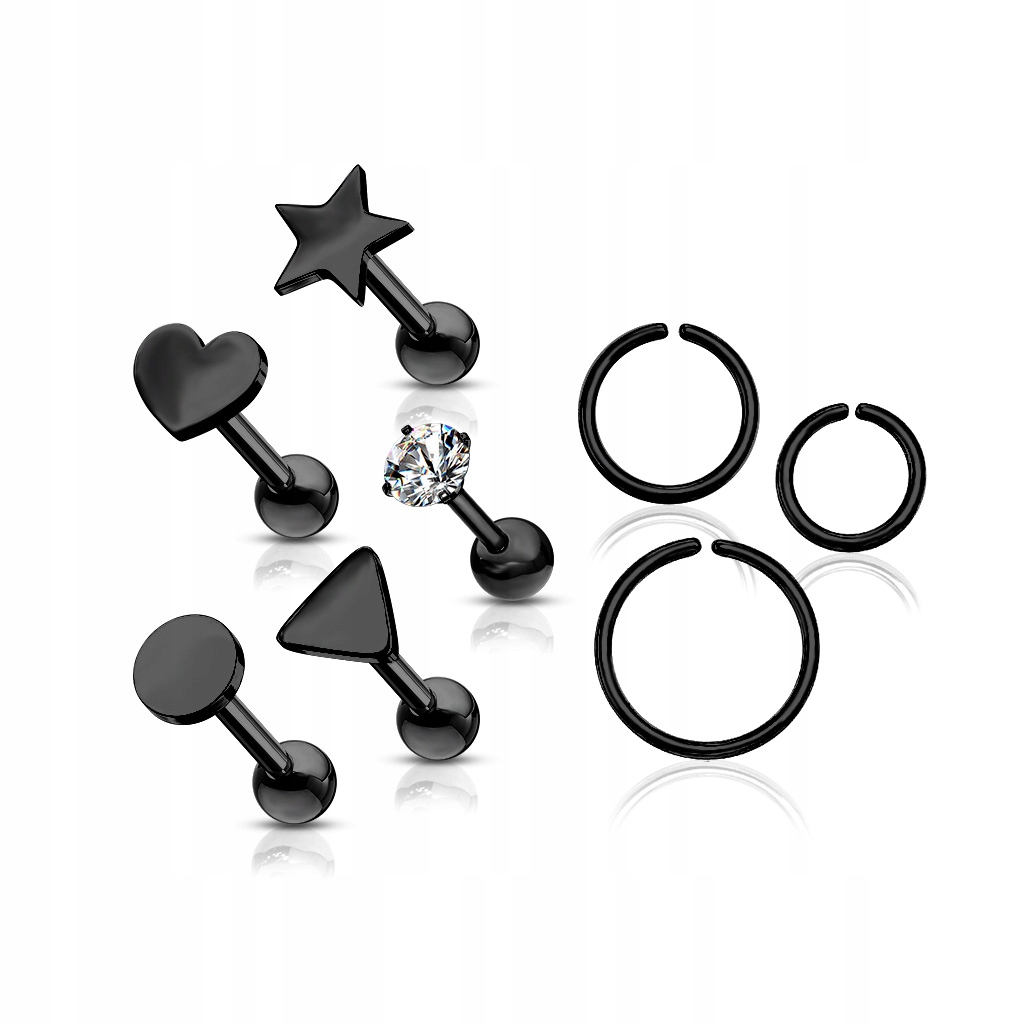 8 náušníc tragus helix kruh septum obruč