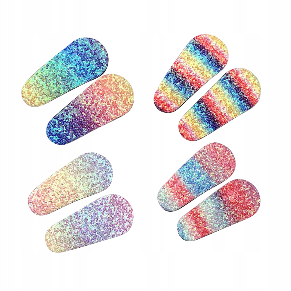 8 ks. Glitterské vlasové svorky dúhová farba