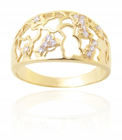 868 BEAR GOLD RING WIDE BEAR PR 585