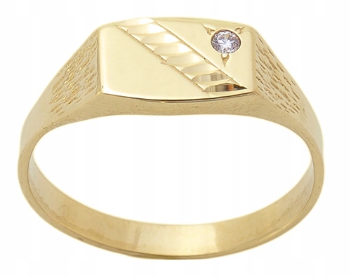 906 Golden Signette s zirkónovou ozdobou zlato 585