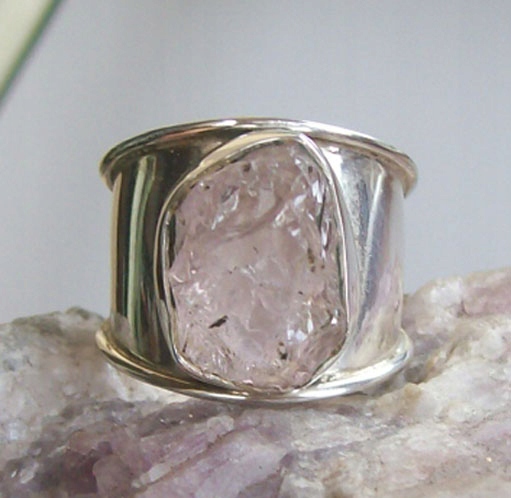 925 Rose Quartz Raw Nugget nastaviteľný