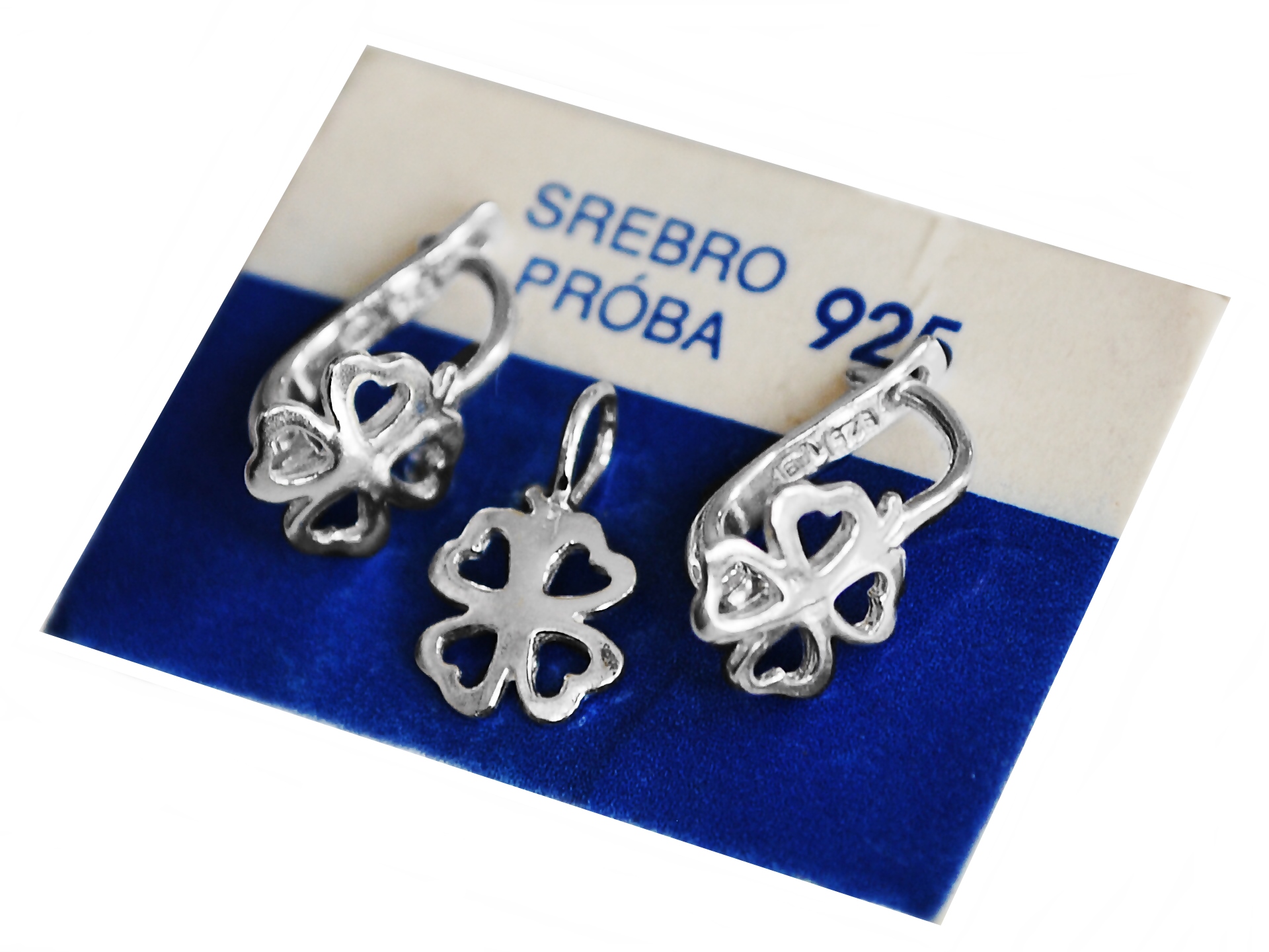 SADA 925 STERLING SILVER CLOVER Náušnice + prívesok