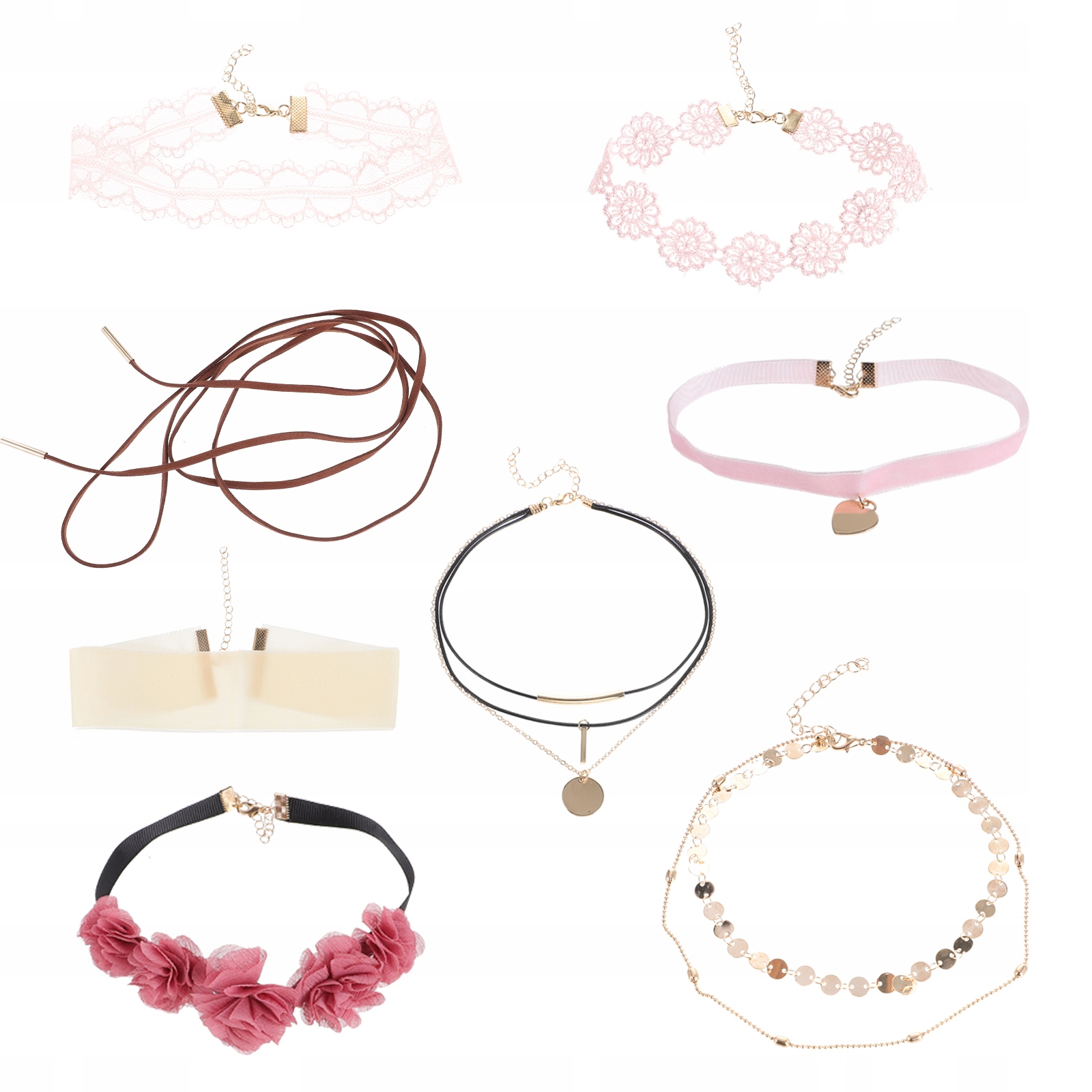 9ks kvetinové čipky Choker nastaviteľný náhrdelník