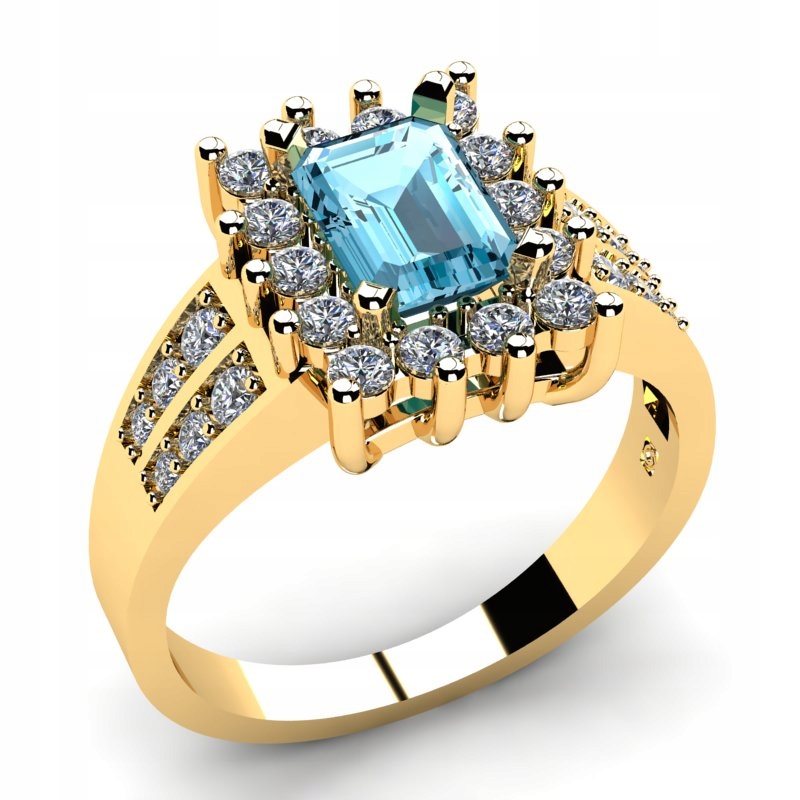 AQUAMARINE EXKLUZÍVNY ZLATÝ PRSTEN 14KR