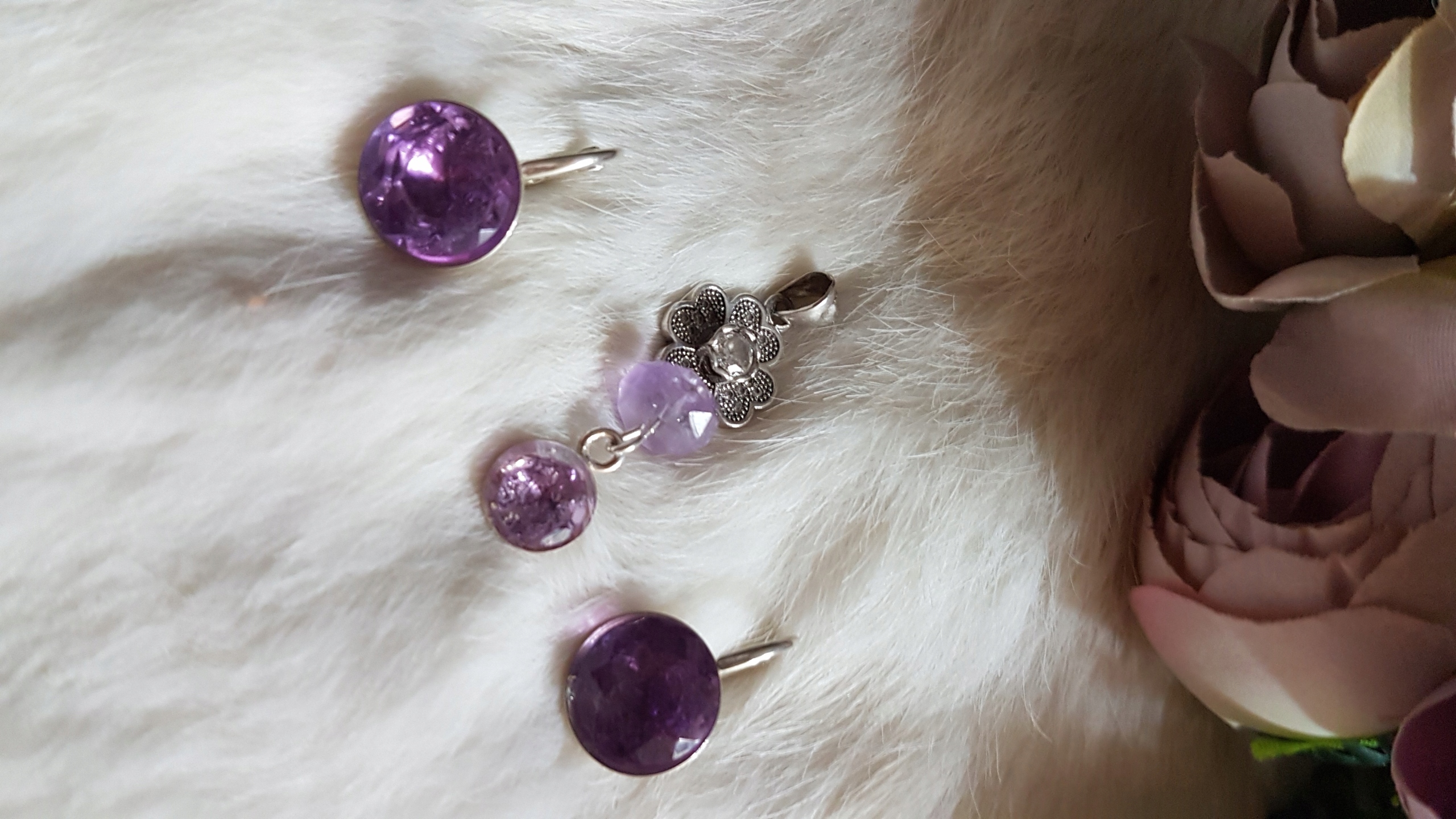 Ametyst Natural Silver Set-925