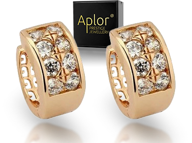 Zlaté teleskopické náušnice APLOR Krish. Swarovski