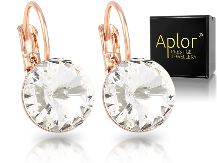 Zlaté náušnice APLOR Závesné kruhy Kr. Swarovski