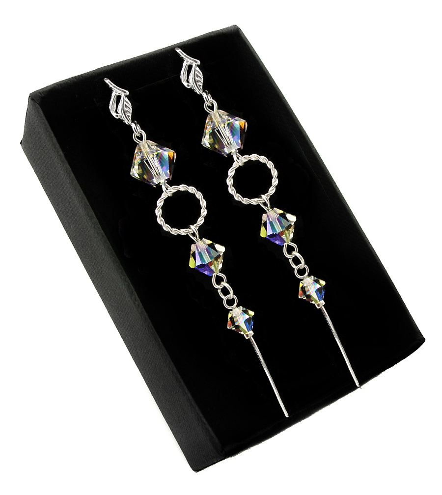 Dlhé náušnice ARSYLION - Elem Swarovski Crystal AB