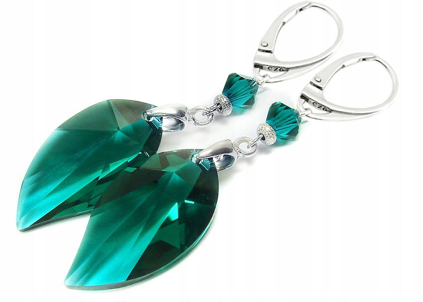 Arsylion dlhé náušnice s prvkami. Smaragdský Swarovski