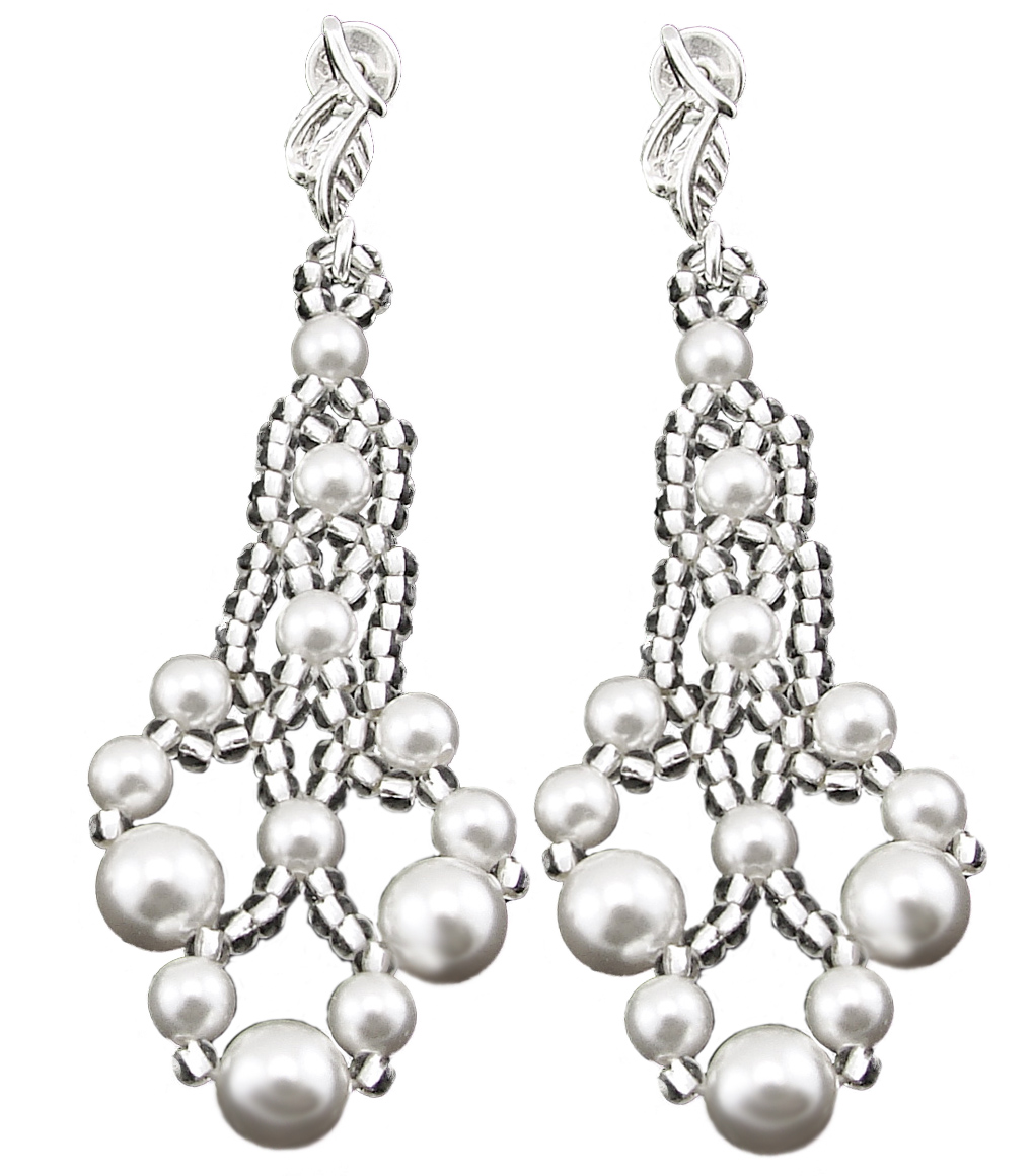 Dlhé náušnice ARSYLION vyrobené z perál Swarovski White