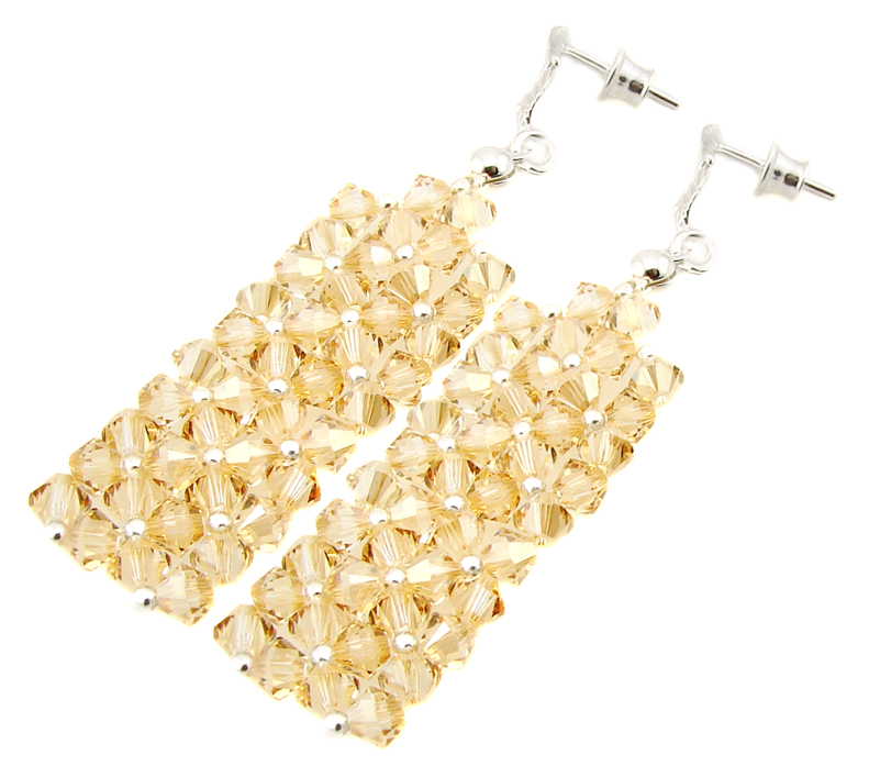 Krištáľové náušnice ARSYLION Swarovski Golden Shadow