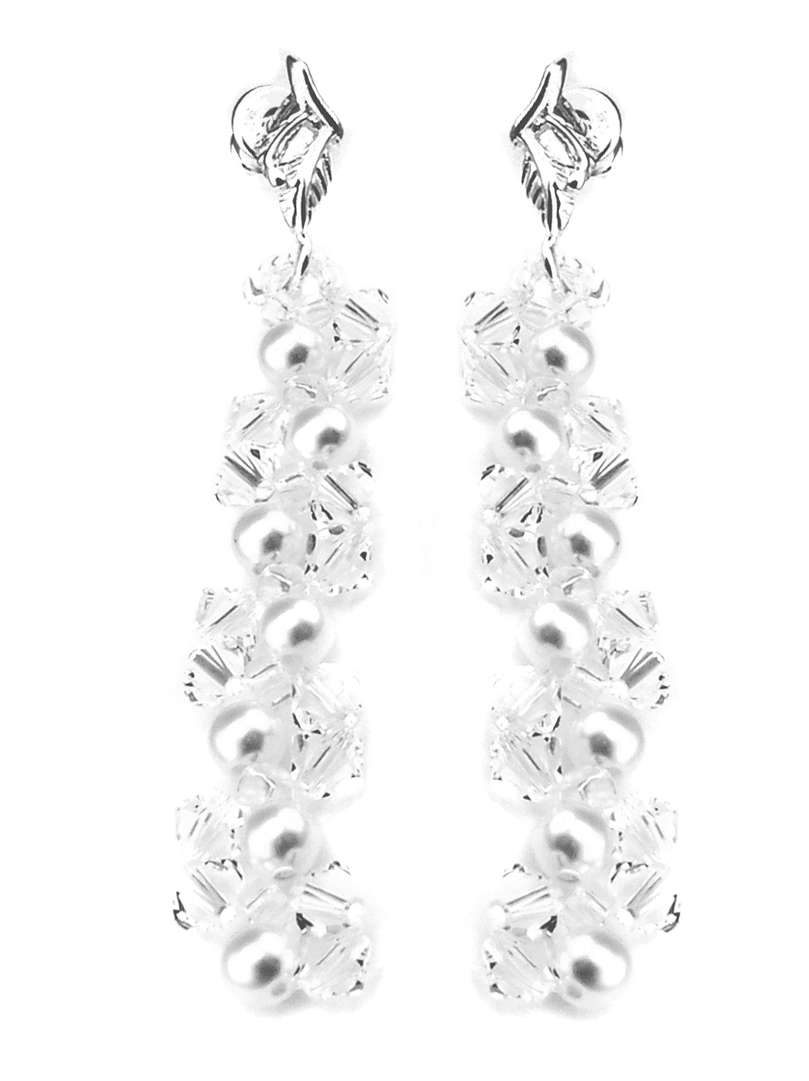Náušnice ARSYLION s perlou Swarovski Crystal White