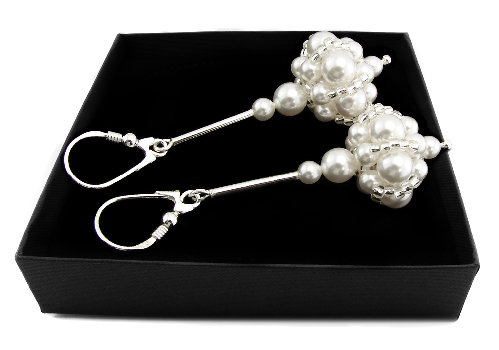 Náušnice ARSYLION s perlami Swarovski White a Toho
