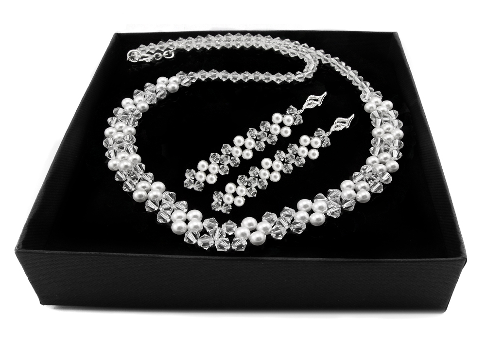 Sada ARSYLION s perlami Swarovski White Crystal