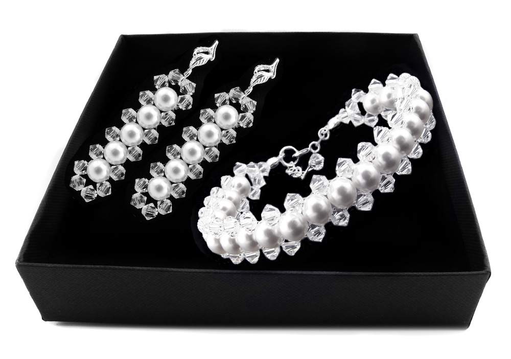 Sada ARSYLION s krištáľovými perlami Swarovski White