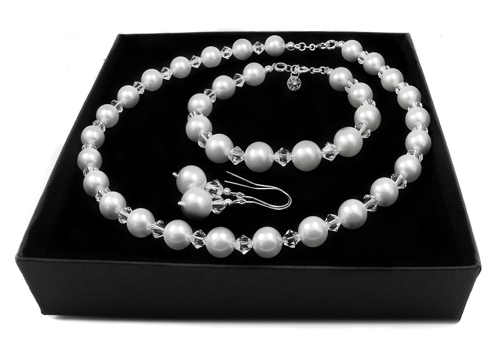 ARSYLION náhrdelník Swarovski Elements perly Biela