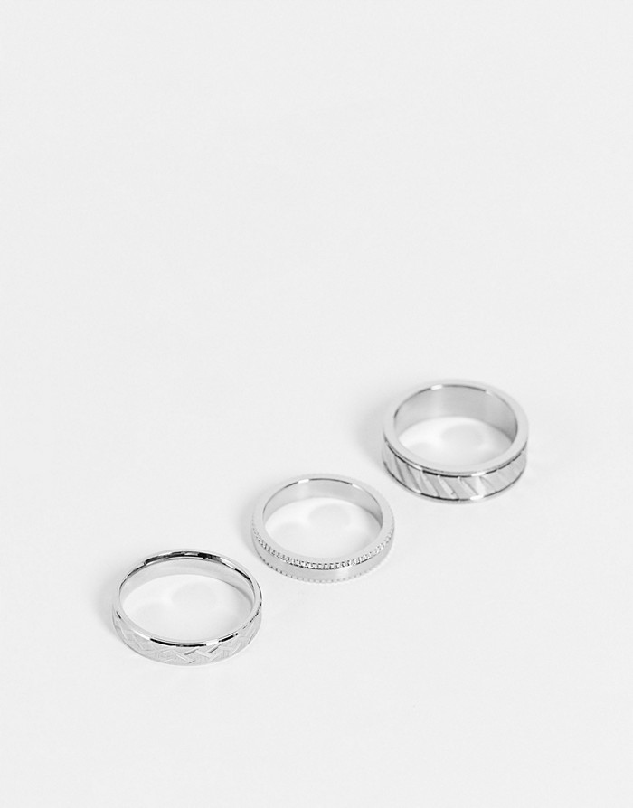 ASO Design 3pack Strieborné svadobné prstene (m/l)