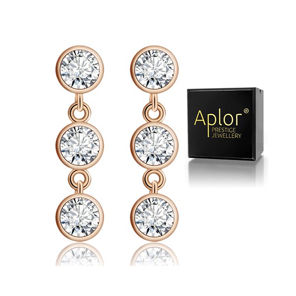 Strieborné náušnice Aplor z 925 zlatého krištáľu. Swarovski