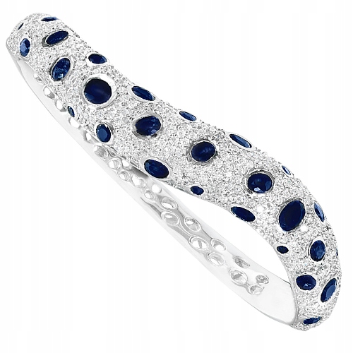 B* Strieborný náramok so zafírmi široký 4,5 ct