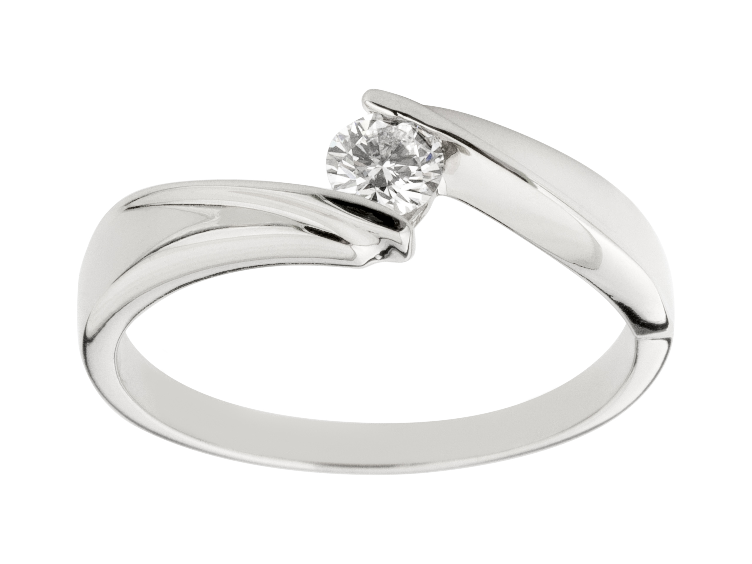BIELY 585 ZLATÝ PRSTEŇ S BRILLIANTOM 0,18ct