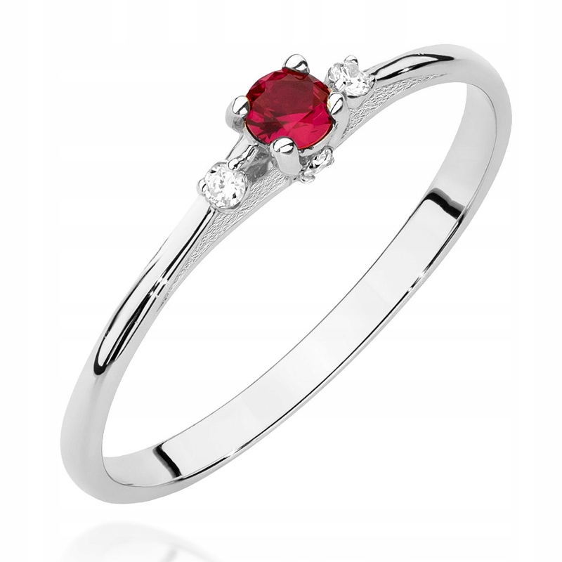 Prsteň bieleho zlata Pr. 585 Ruby+ diamanty