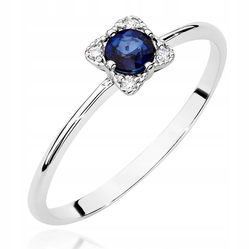 Prsteň bieleho zlata Pr. 585 Sapphire + Diamonds